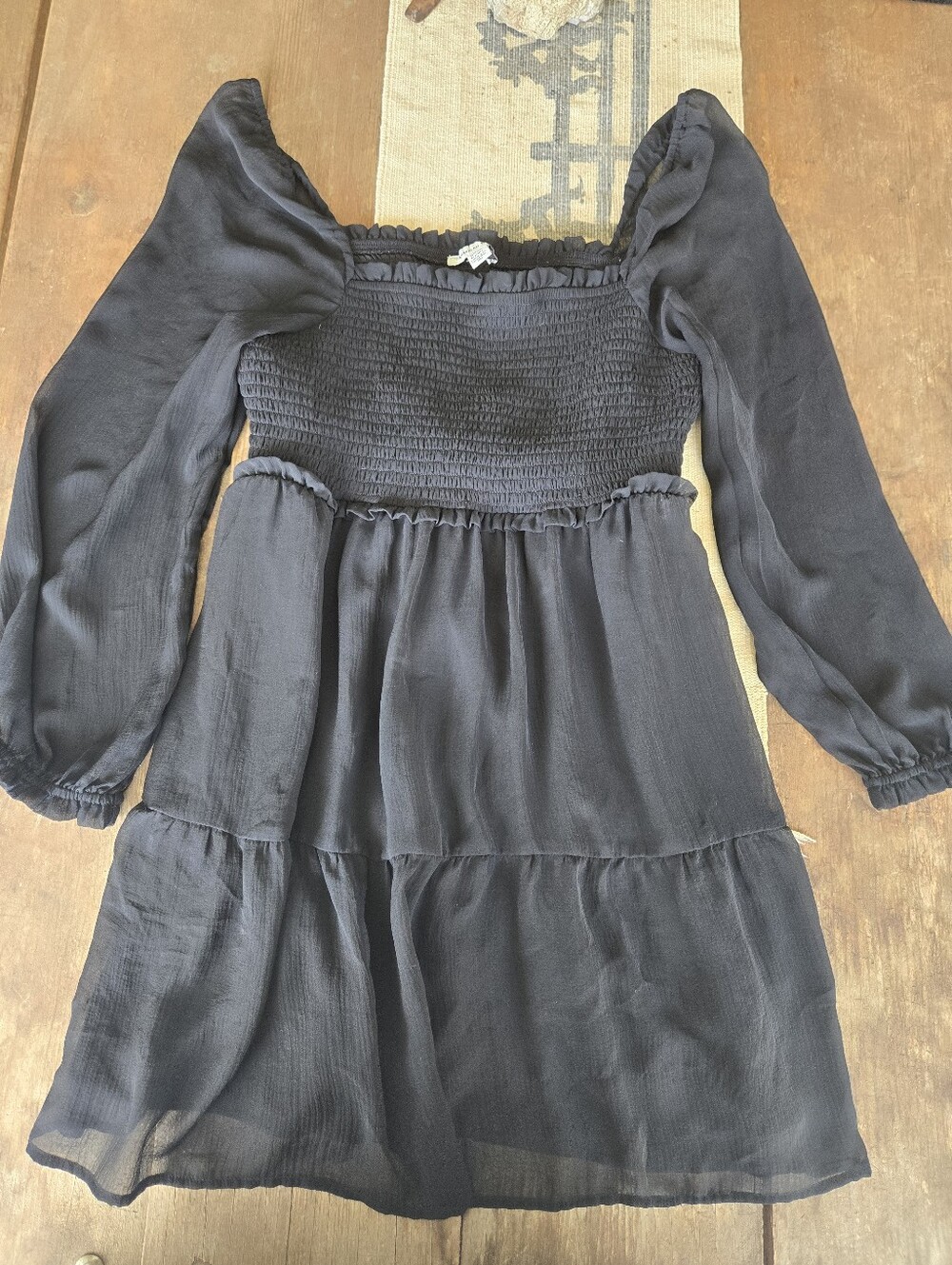 🖤 Women’s American Eagle - Black Boho Dress - M Petite Long Sleeve Stevie Nicks